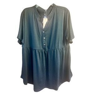 Ploknrd Womans Baby doll Knit top Black Sz 18W NWT